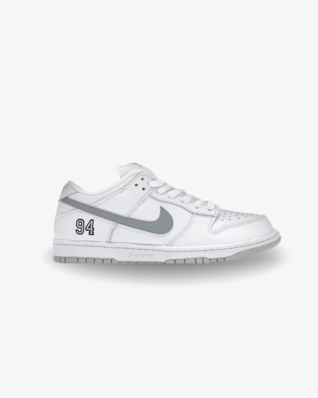 Nike SB Dunk Low Supreme 94 White Metallic Silve
